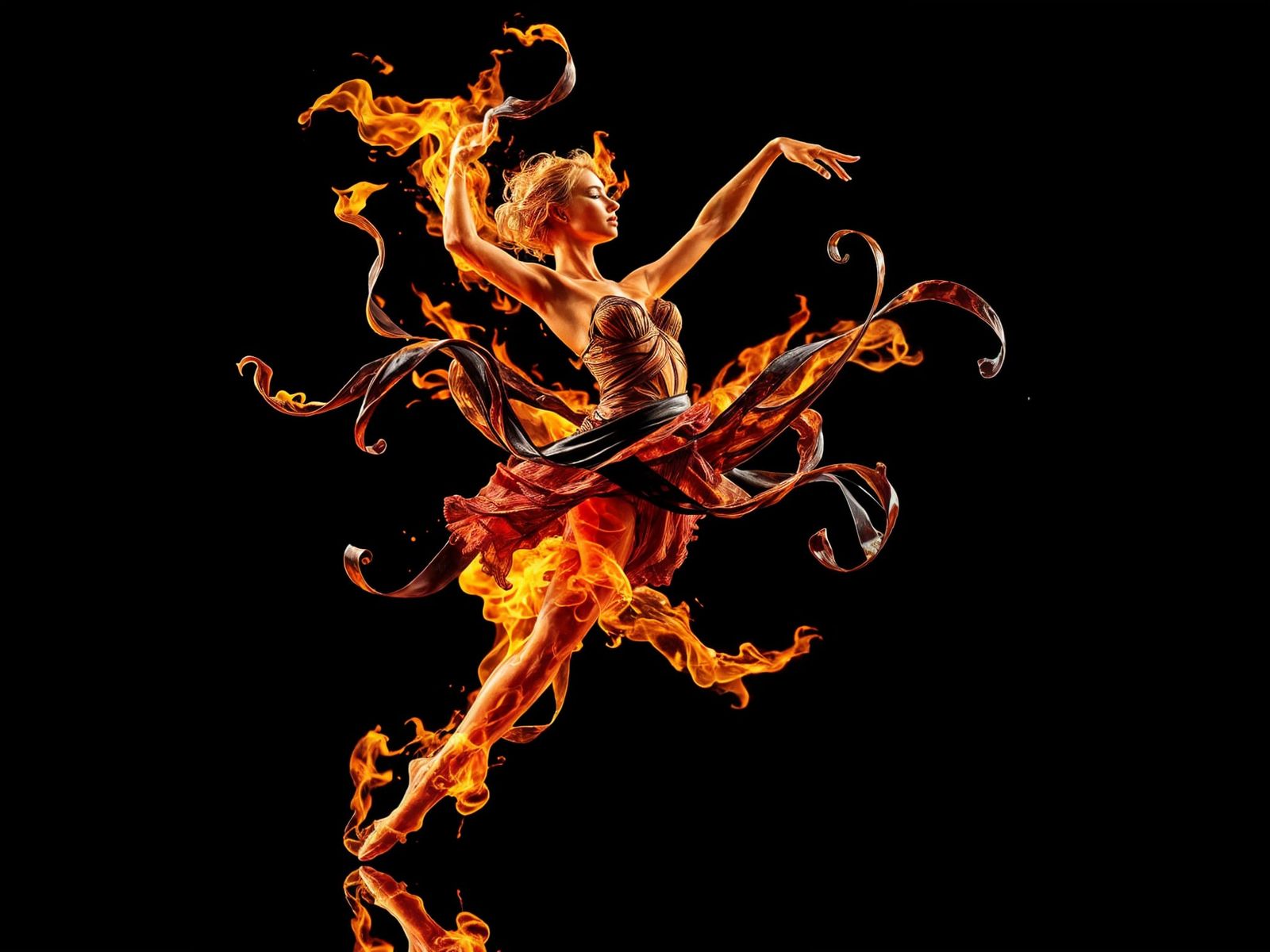 Obsidian Fire Dancer in Biomechanical Style