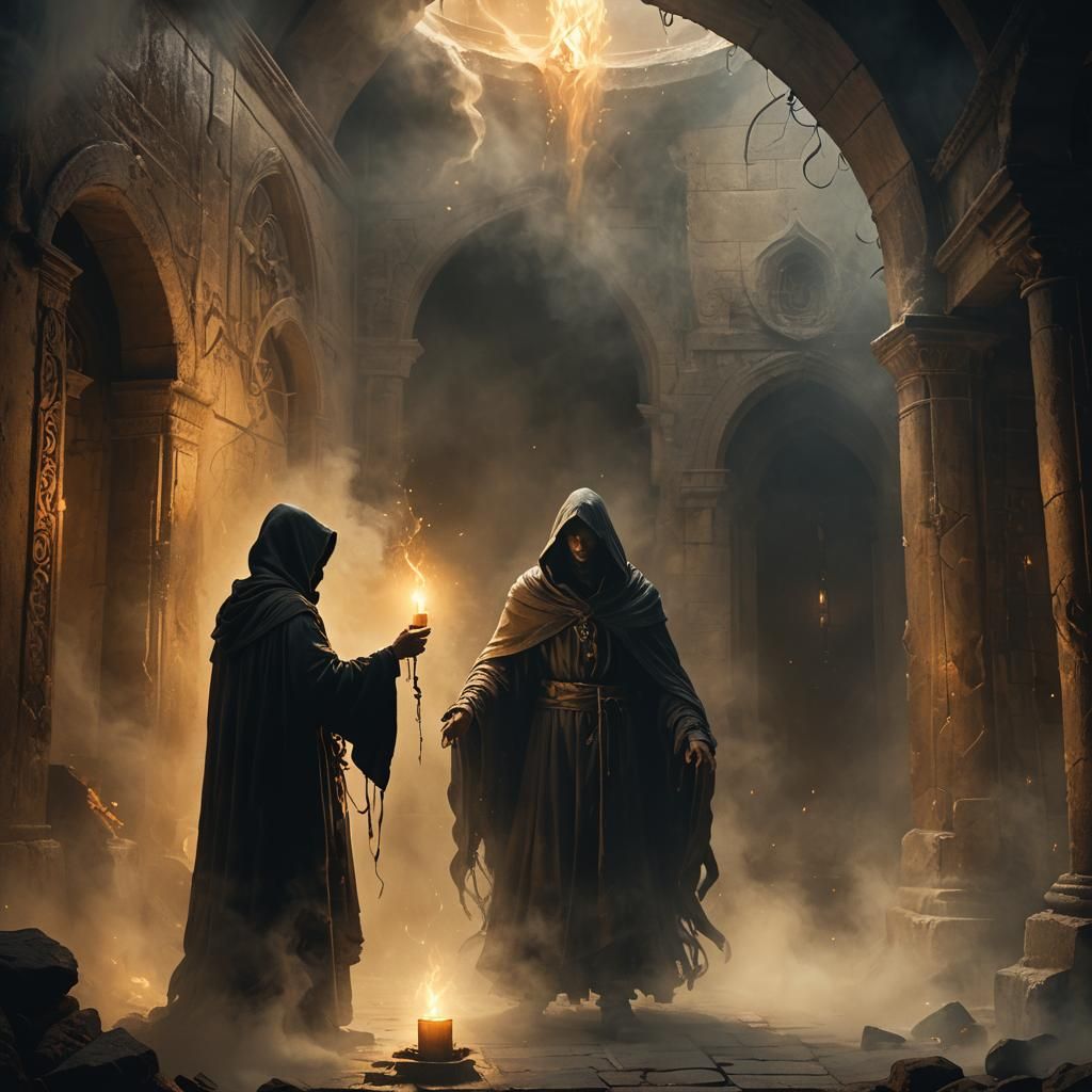 Mystical Hooded Figure in Dreamlike Fantasy Art