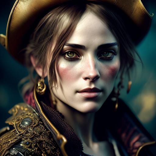 Detailed Pirate Portrait in Fantasy Art Style