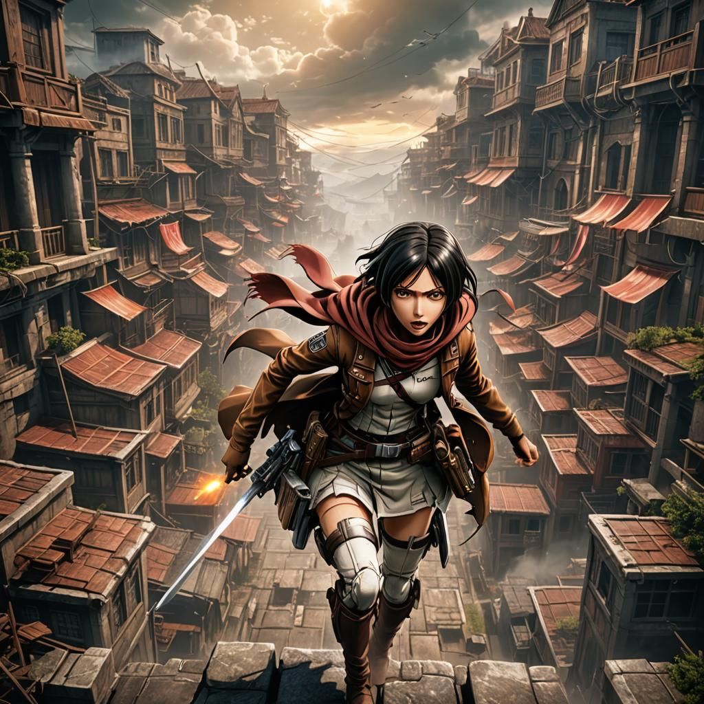 Mikasa from Attack on Titan: Detailed Matte Painting