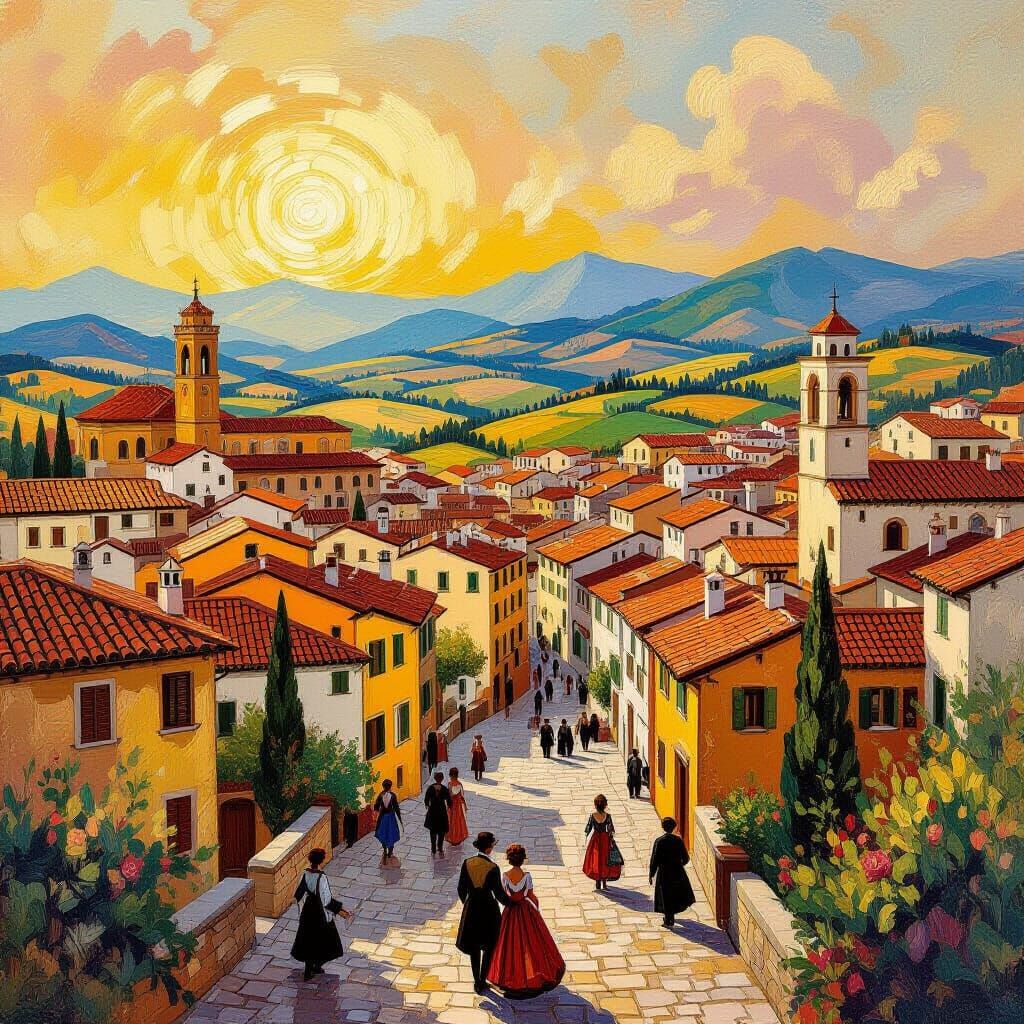 Renaissance Cityscape in Impressionist Style