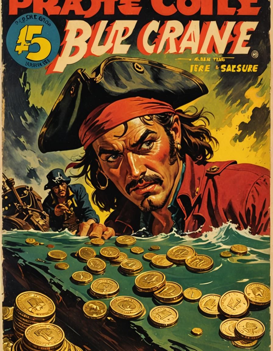Pirate Treasure in Vintage Comic Art Style