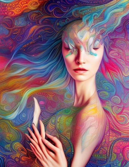 Ethereal Embrace: A Techno-Organic Fusion Dreamscape