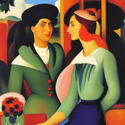 Whimsical Scene Inspired by Macke and Serebriakova