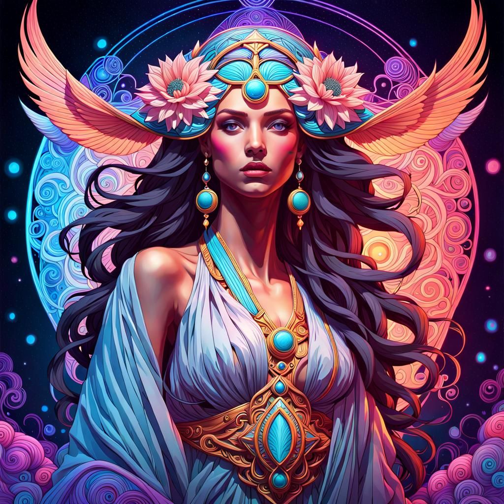 Cosmic Psychedelic Portrait in Ethereal Style