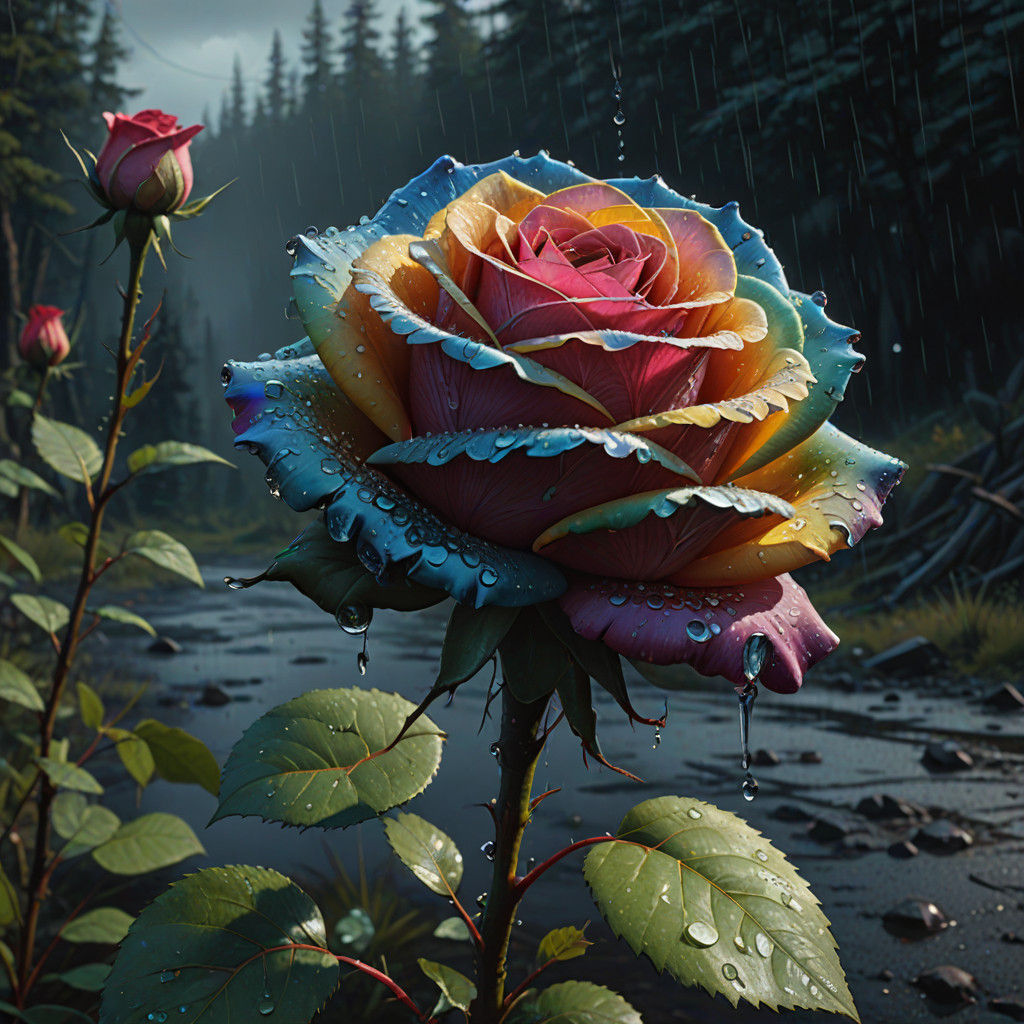 Hyper-Realistic Digital Rose in Cinematic HDR Style