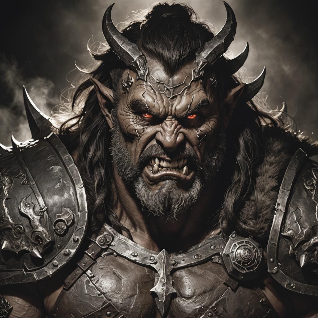 Draconian Barbarian Portrait in Electric Darkness