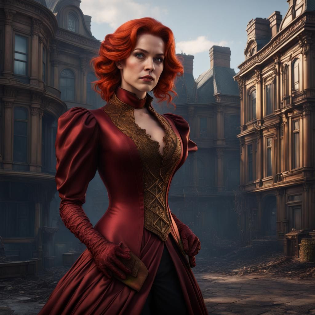 Jean Grey in Victorian Dress: Hyperrealistic Art