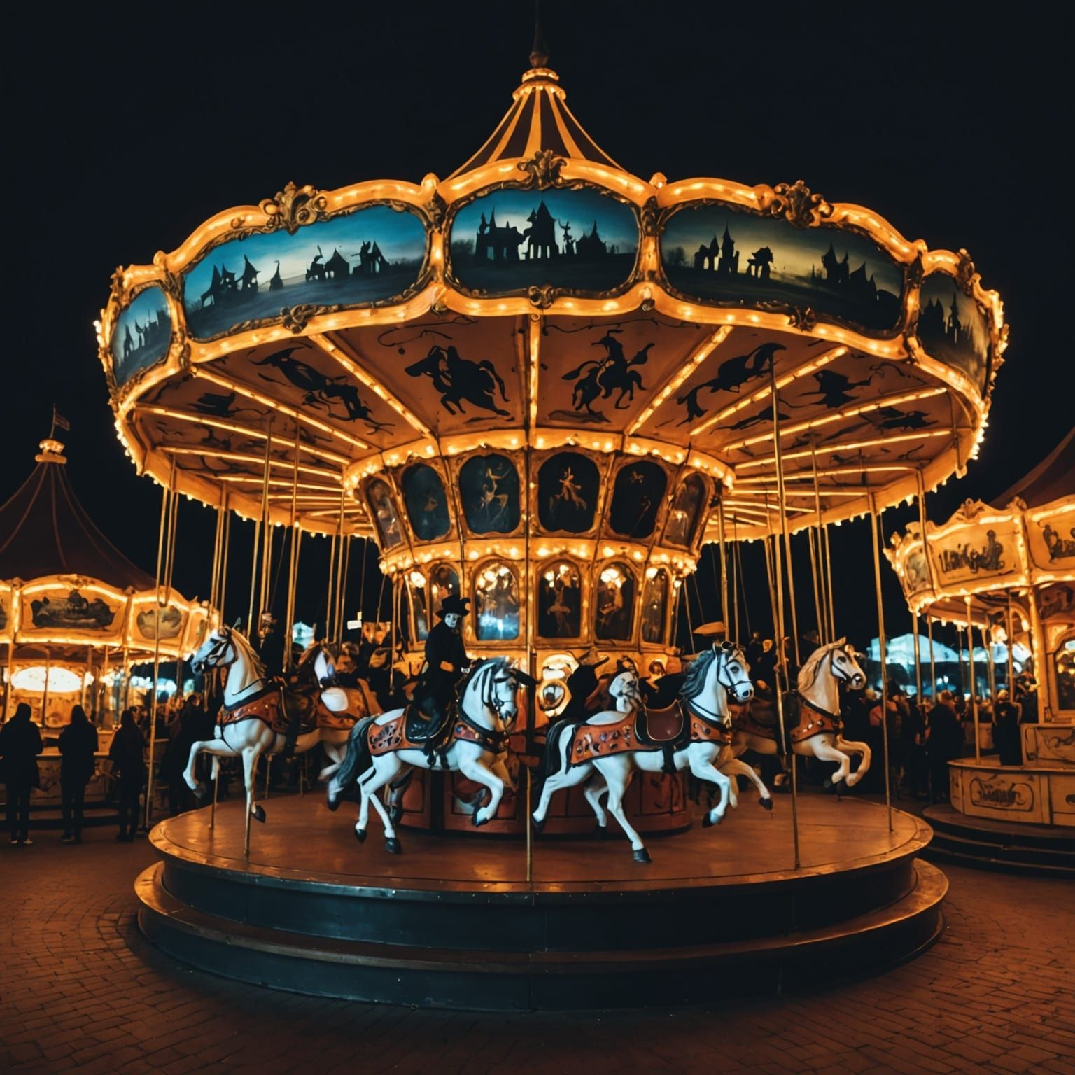 Haunting Carousel at Midnight