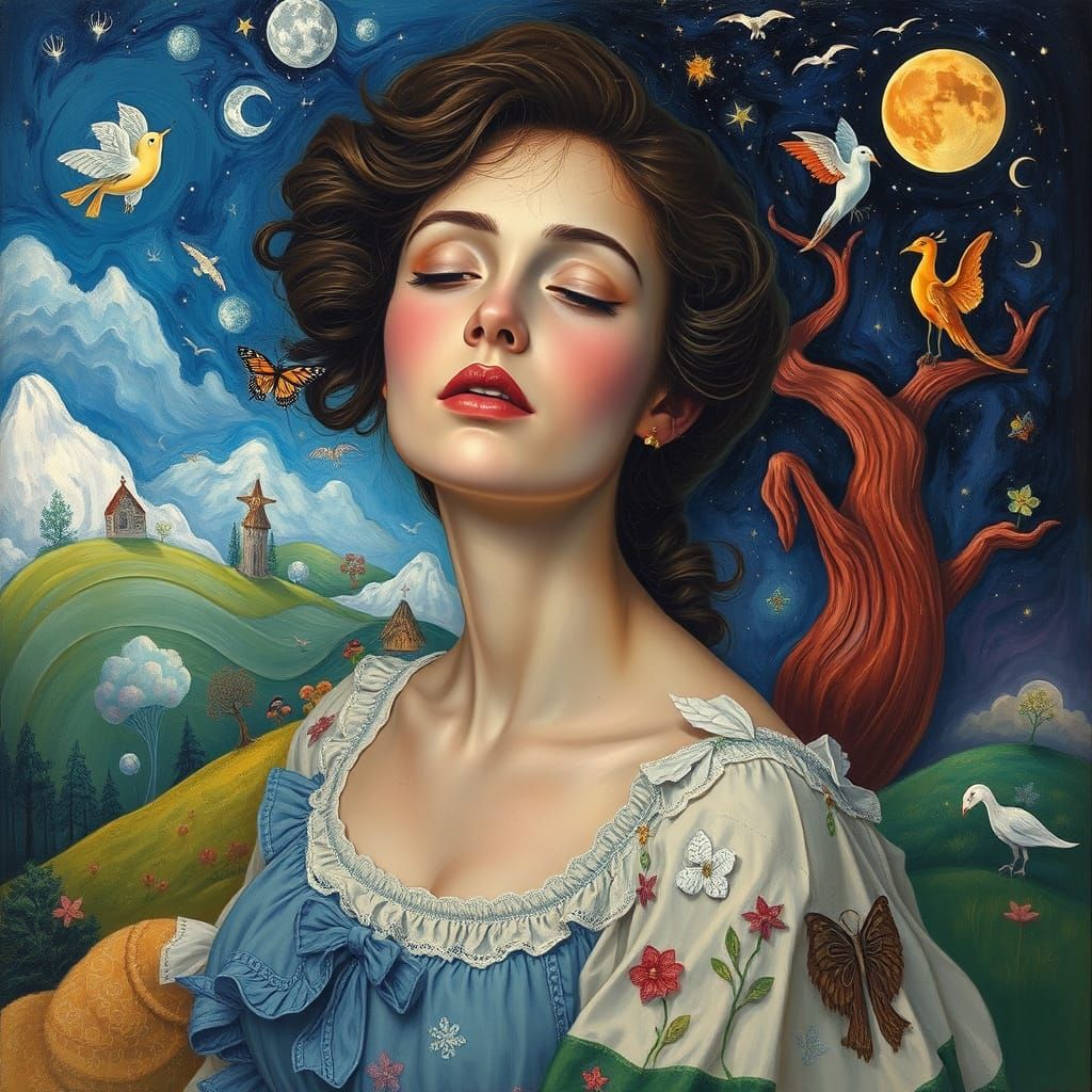 Surreal Dreams Blended in a Whimsical Oil Painting