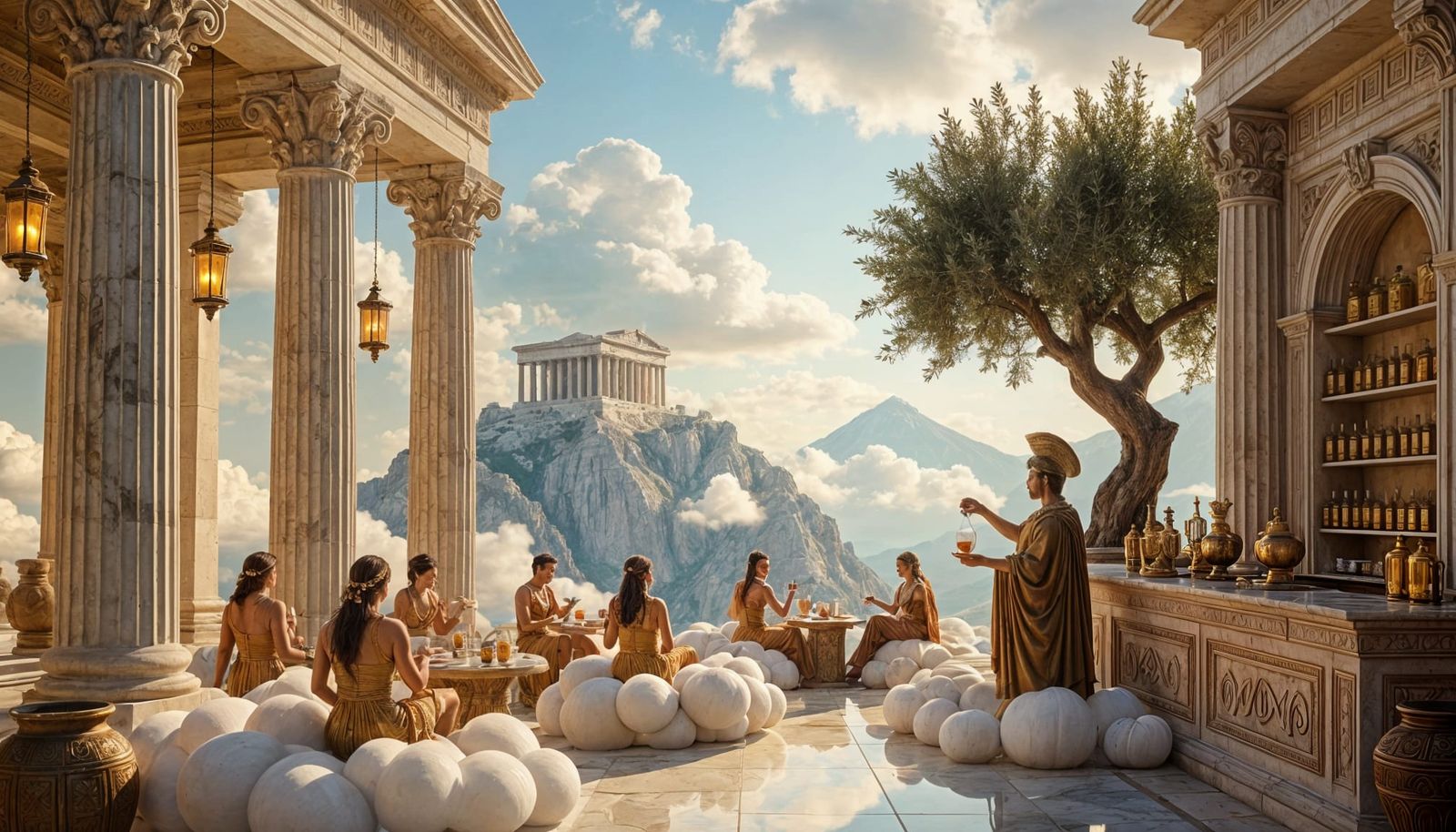 Magical Olympus Cafe with Gods and Goddesses