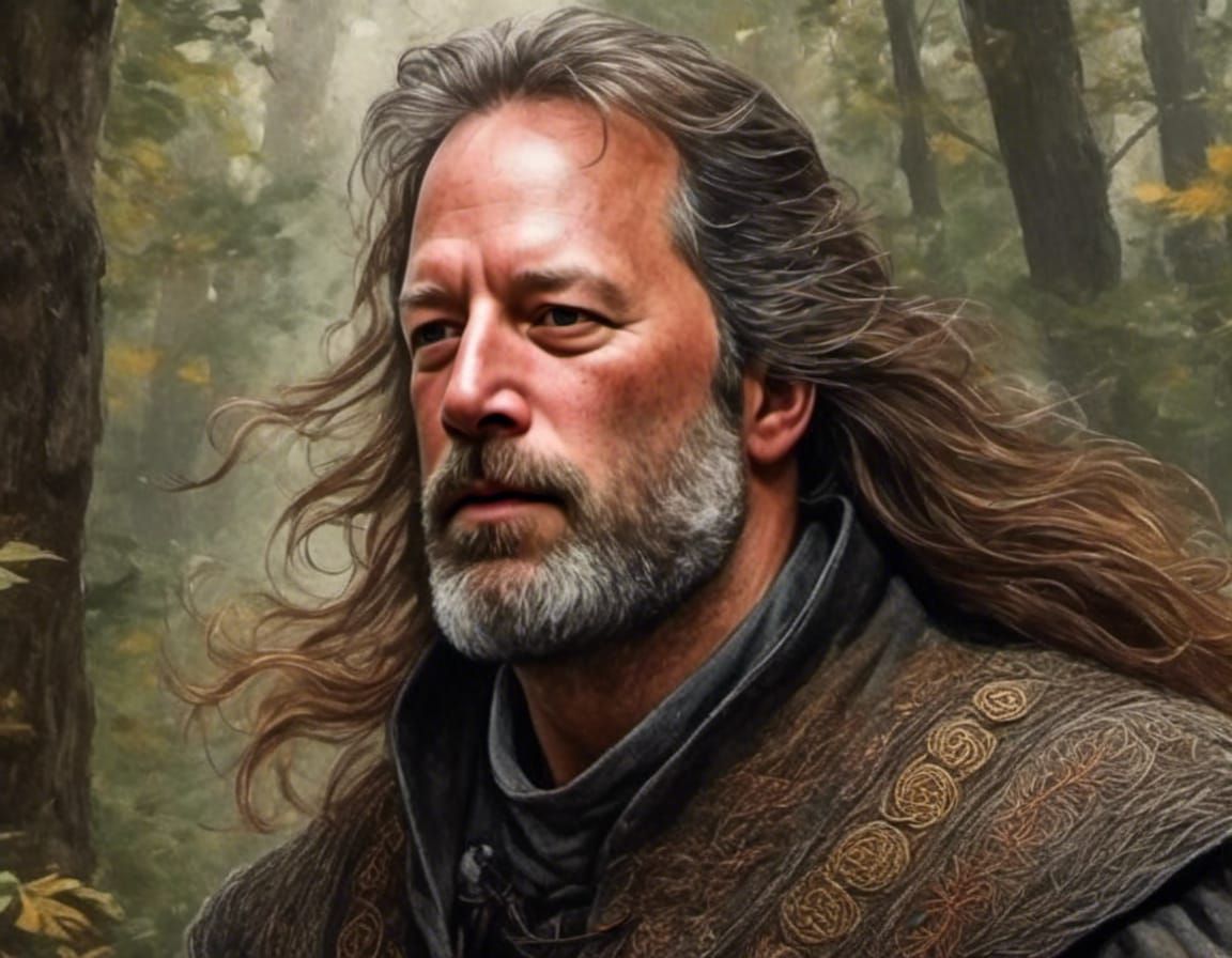 Medieval Adventurer Running Through Ancient Forest