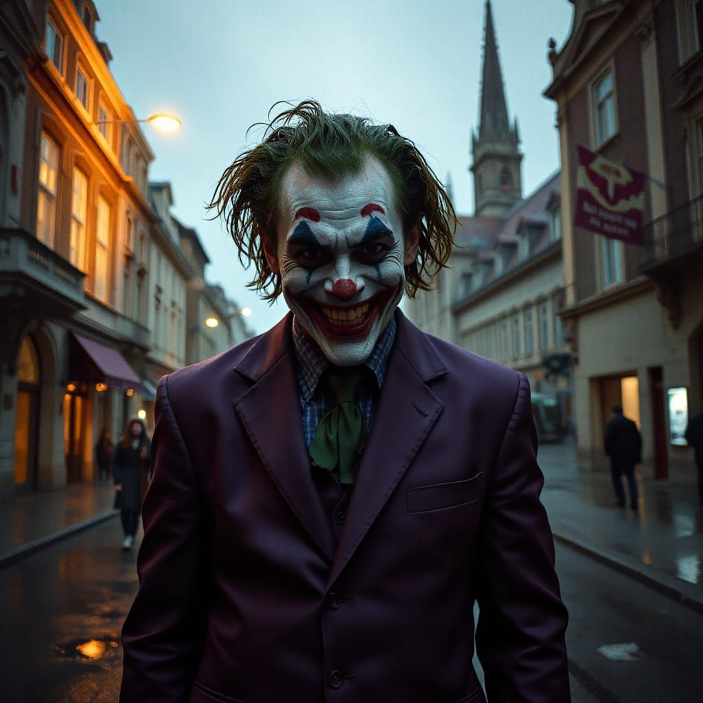 Joker's Sinister Smile in Budapest Streets