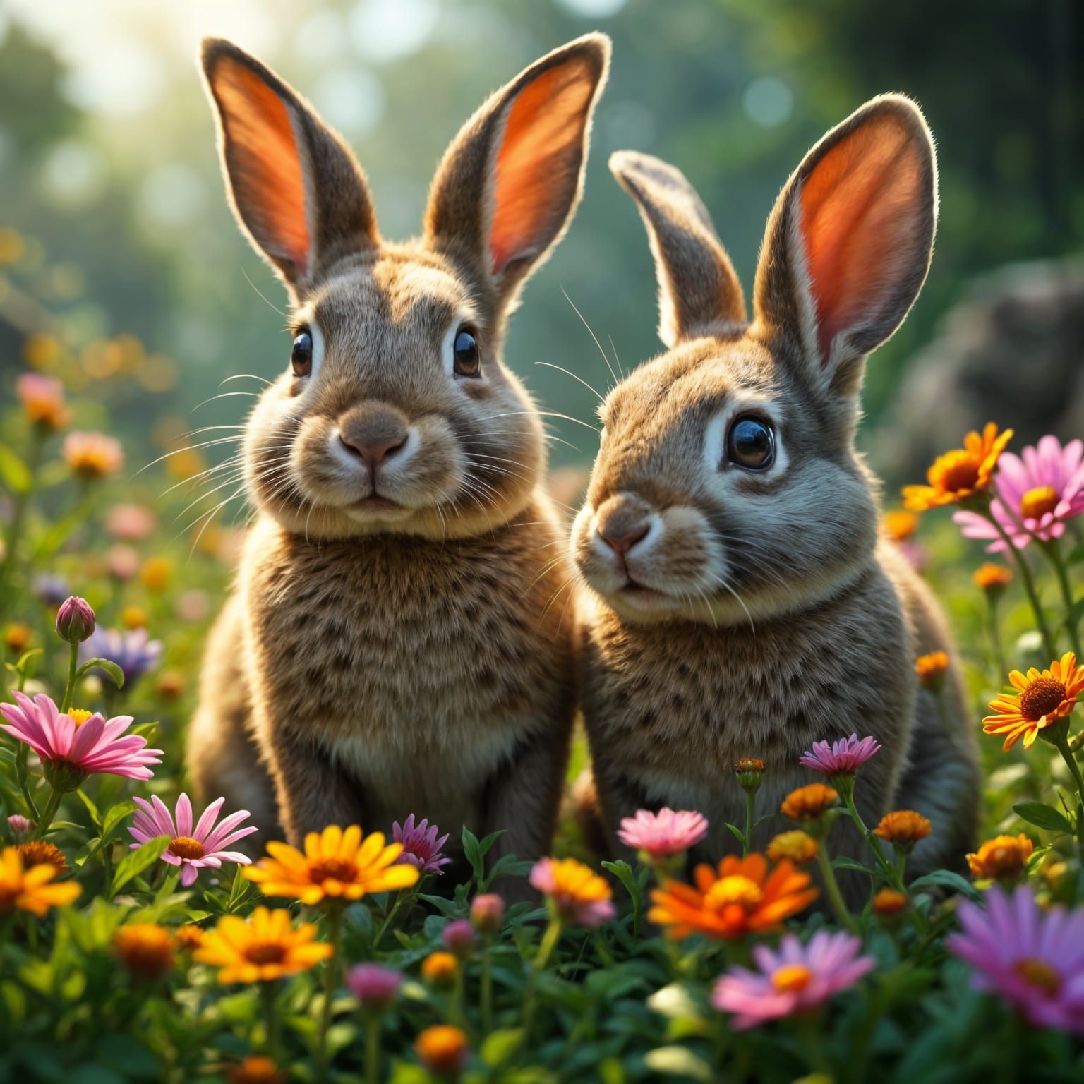 Exotic Bunnies in a Vibrant Jungle Landscape