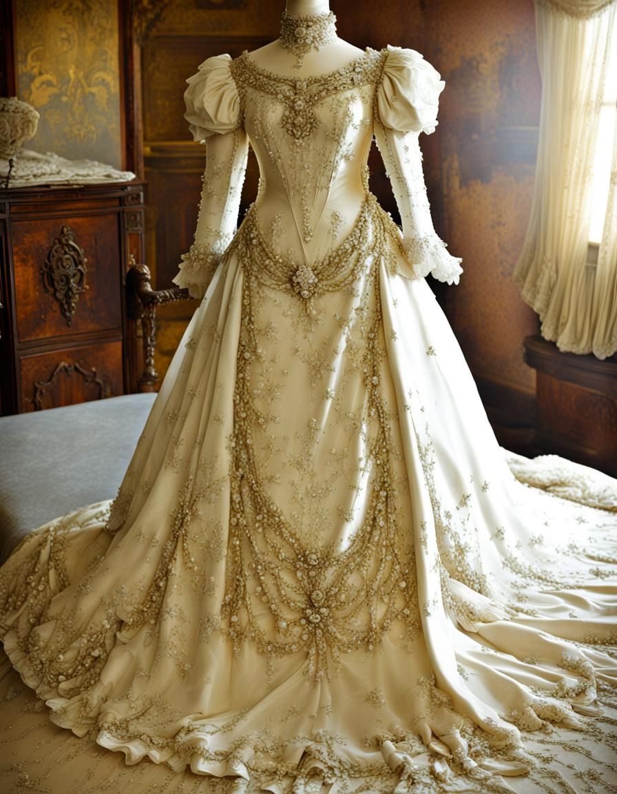 Gorgeous Jeweled Victorian Wedding Dress