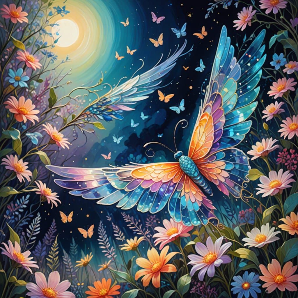 Shimmering Fantasy Wings in Ethereal Moonlight