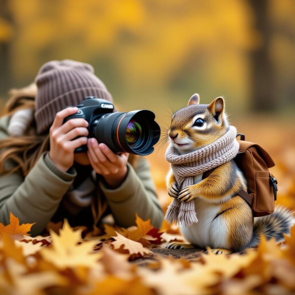 Curious Chipmunk Stares into Camera Lens