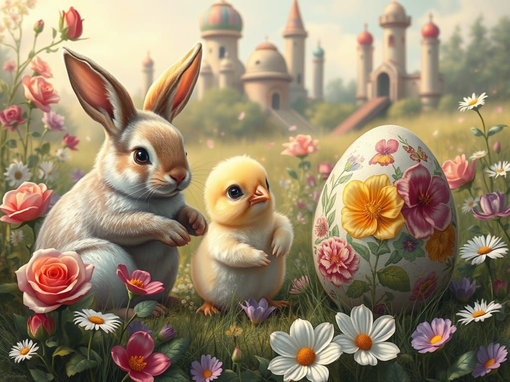 Enchanting Easter Meadow in Romantic Style