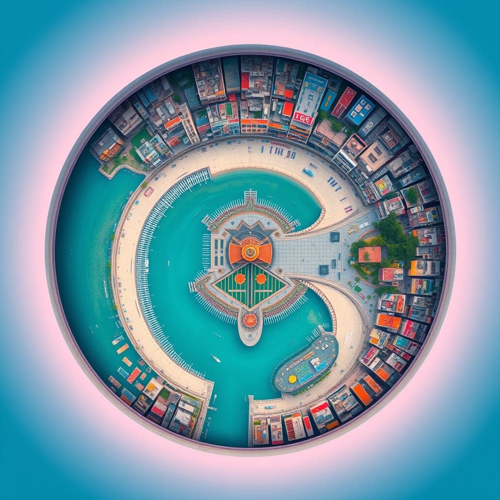 Mar del Plata Bird's-Eye View with Yin Yang Symmetry