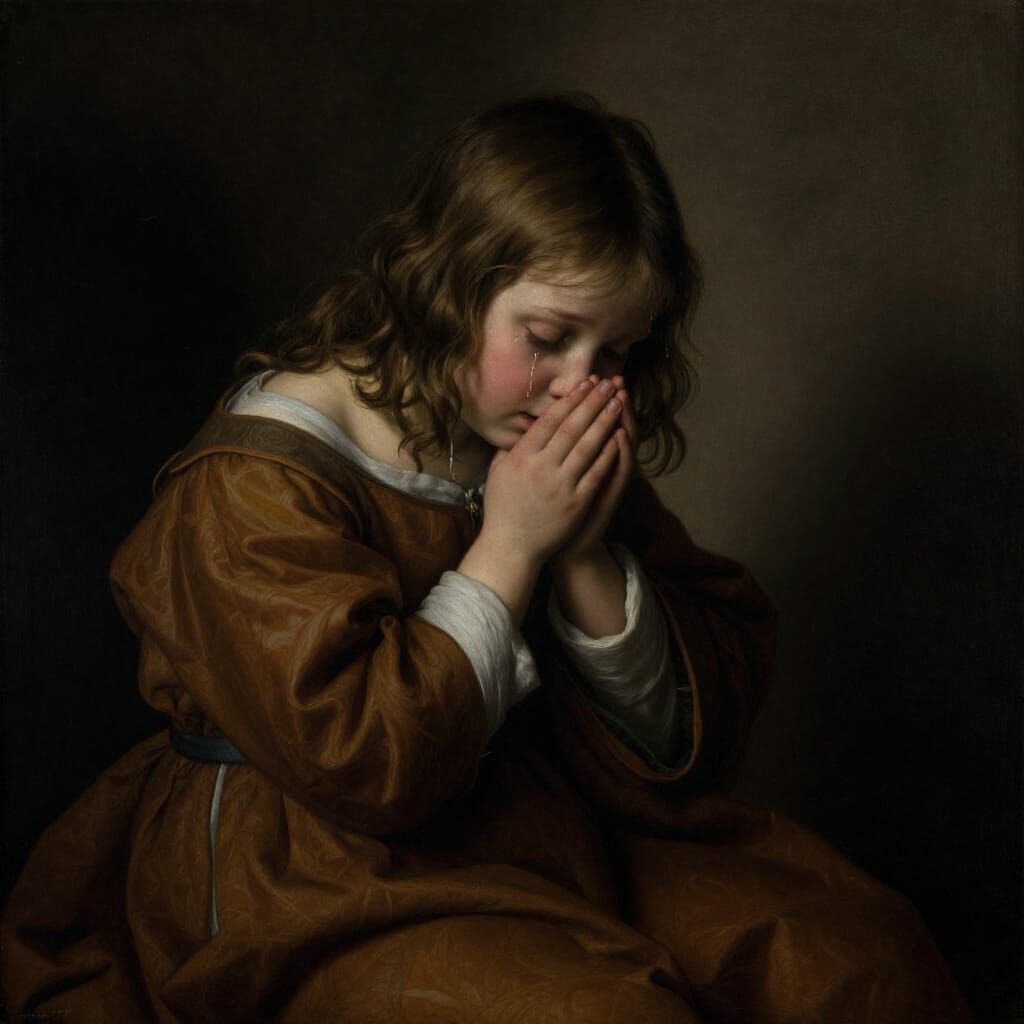 Child's Grief in Old Masters Style