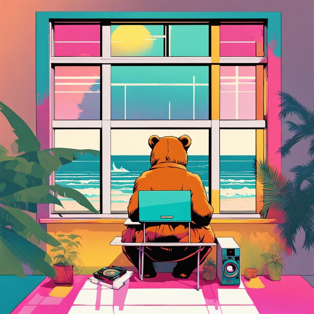 Hip Hop Bear Album Cover at Tropical Sunrise