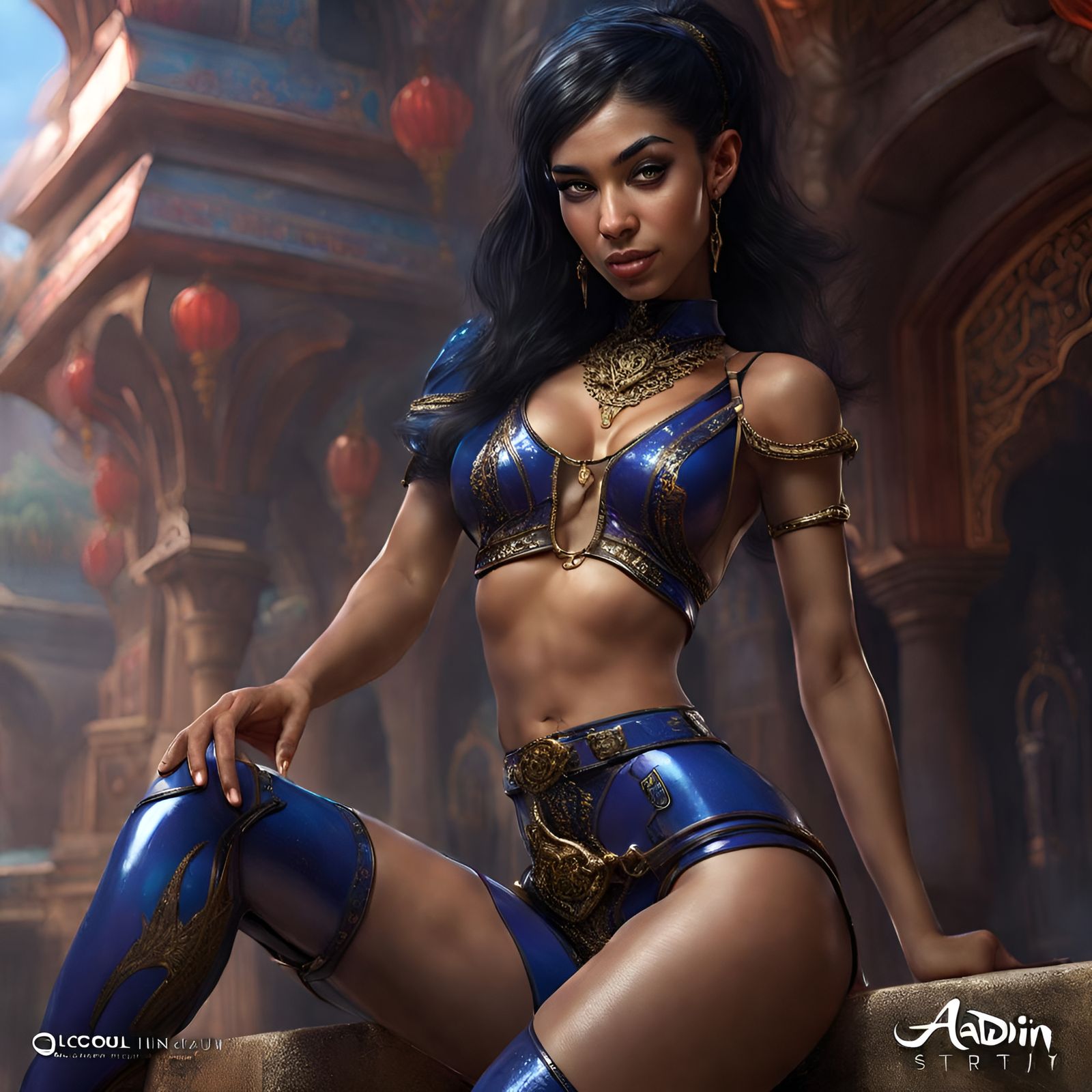 Jasmin in Latex Harness: Hyperdetailed Digital Painting