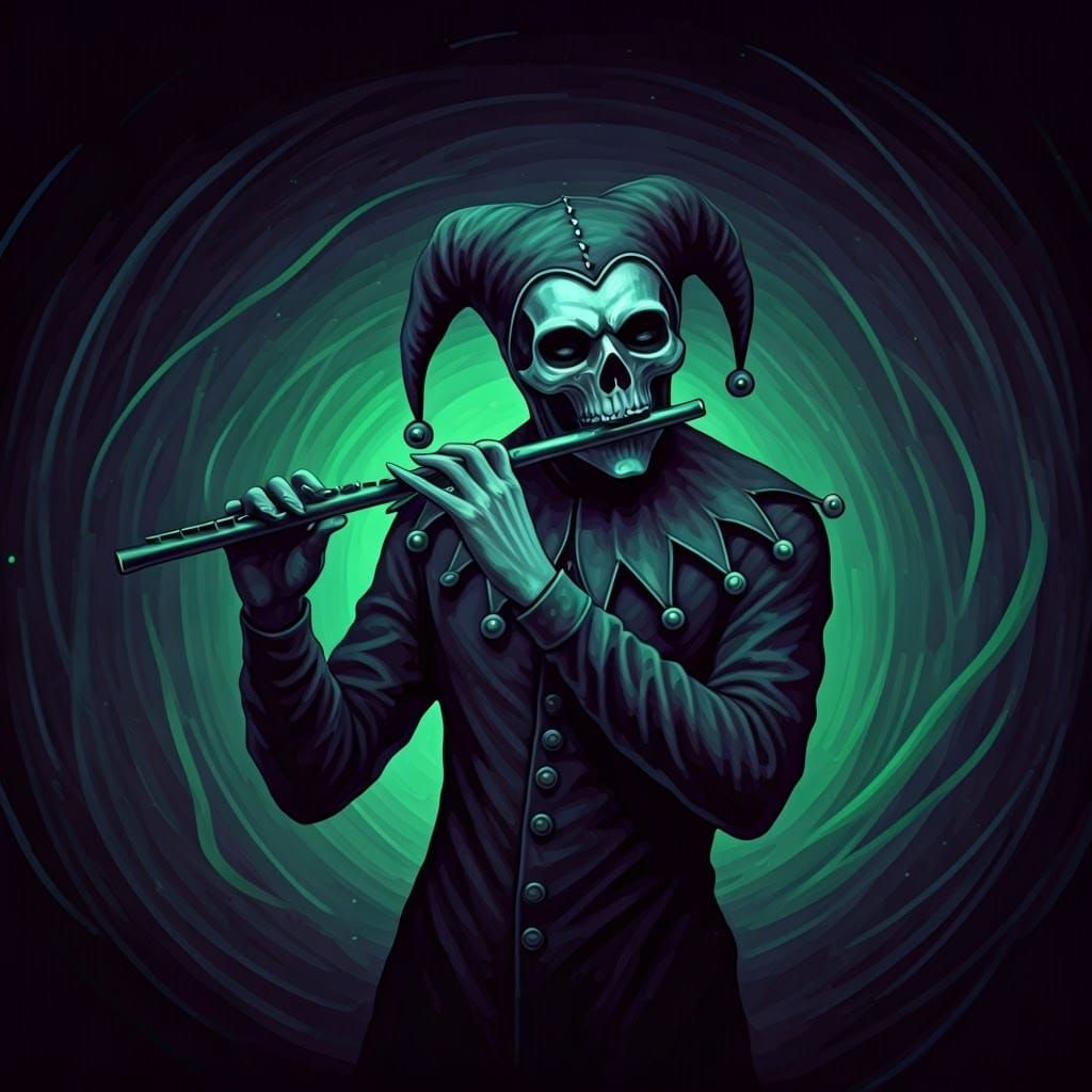 Sinister Jester in Ethereal UV Inkpunk Art