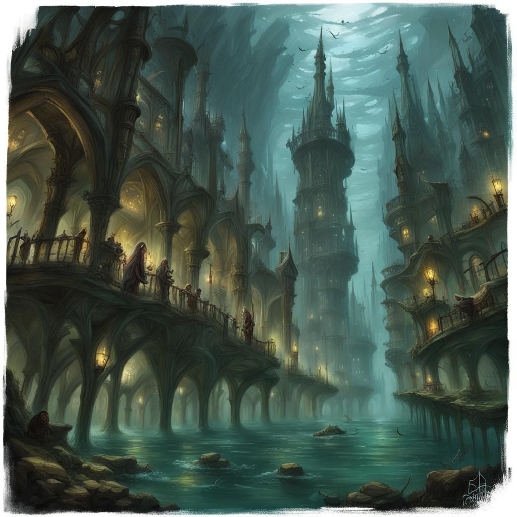 Sinister Elvish City Underwater
