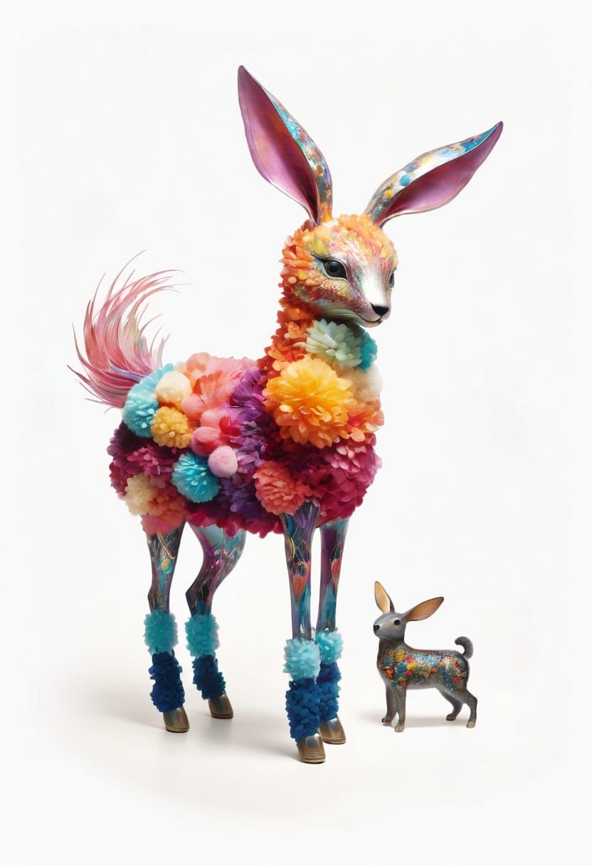 Pom Pom Creature in Pom Pom Flower Field