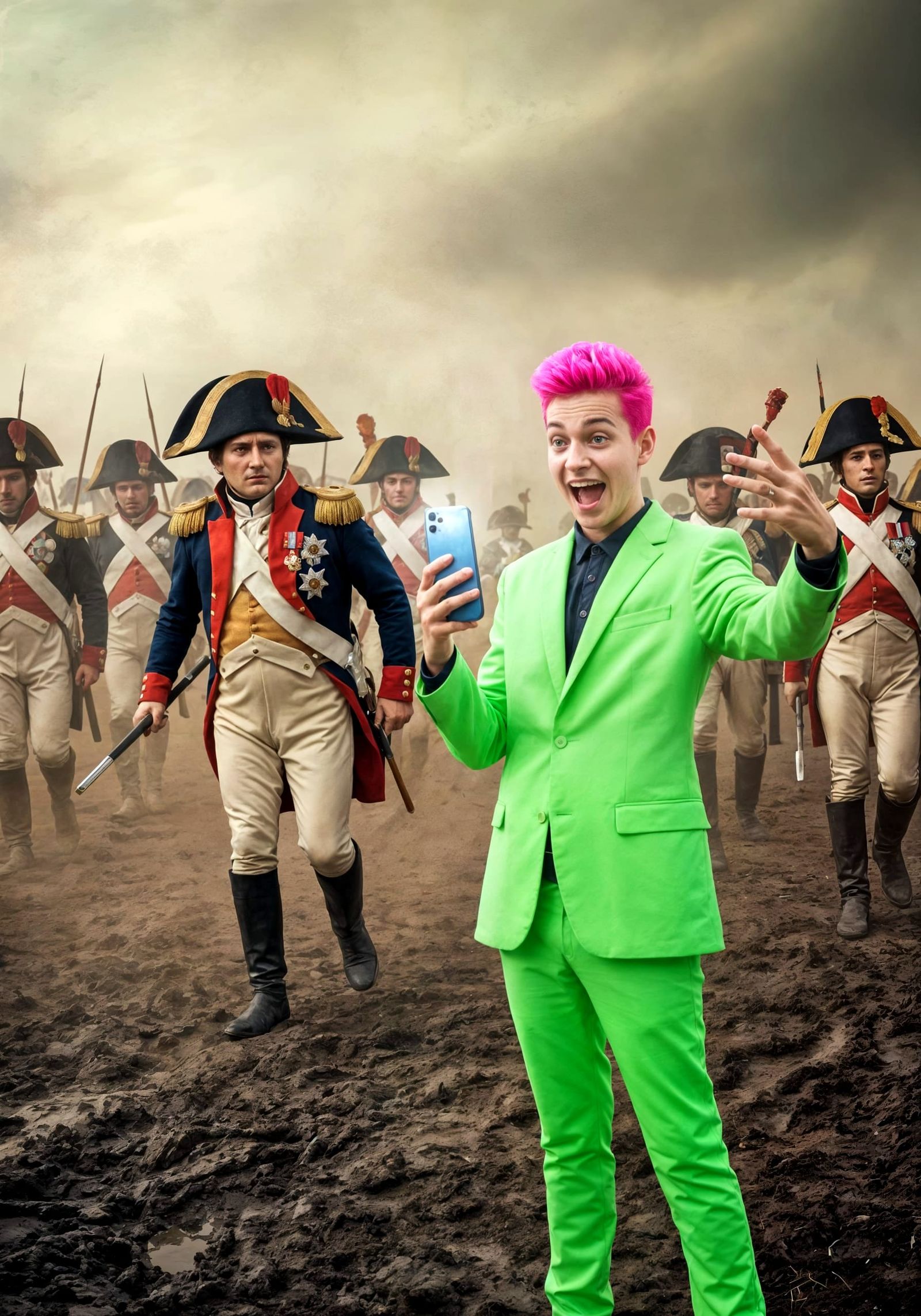 Napoleon's Charge Interrupted by Time Traveler Selfie