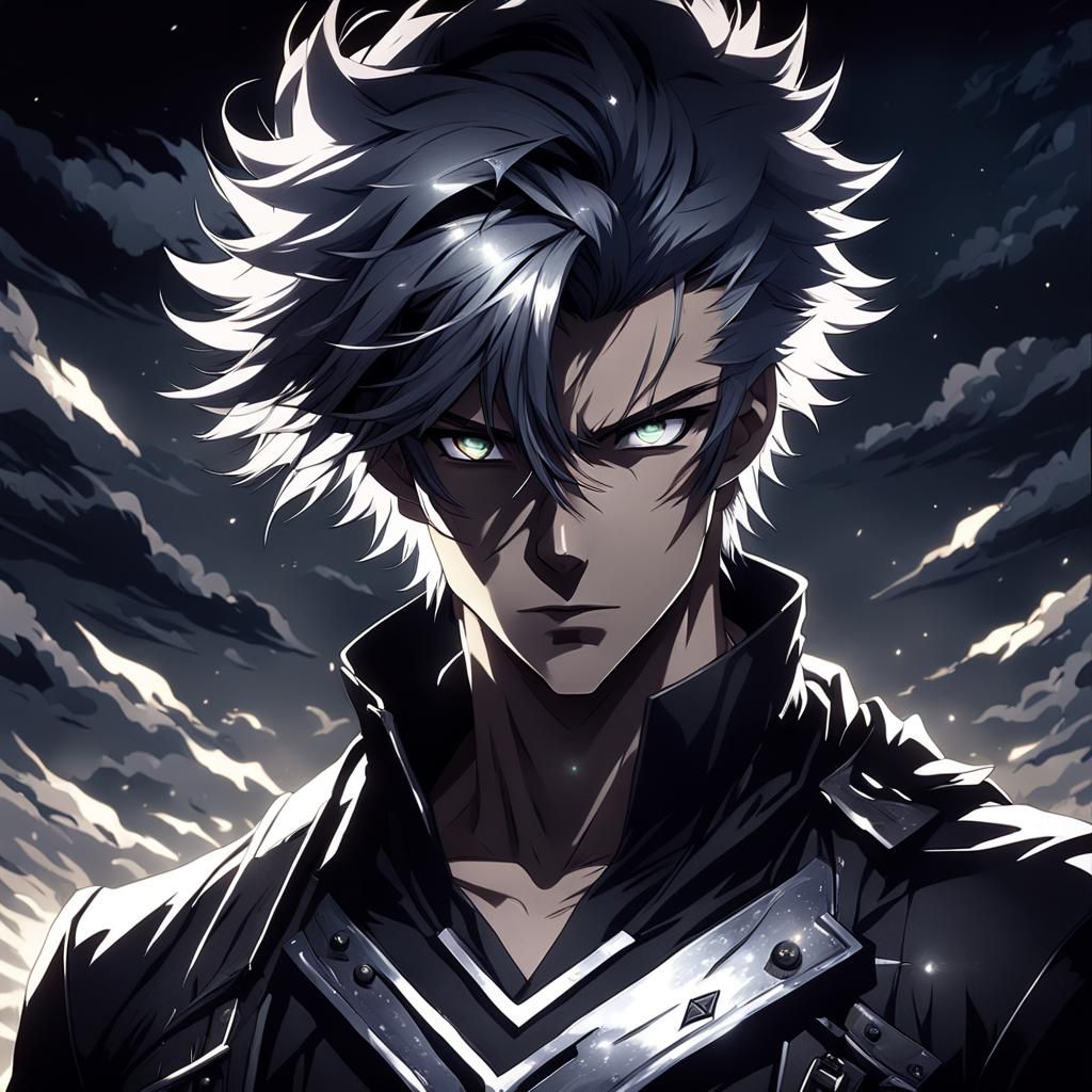 Silver-Eyed Youth in Dark Fantasy Anime Style