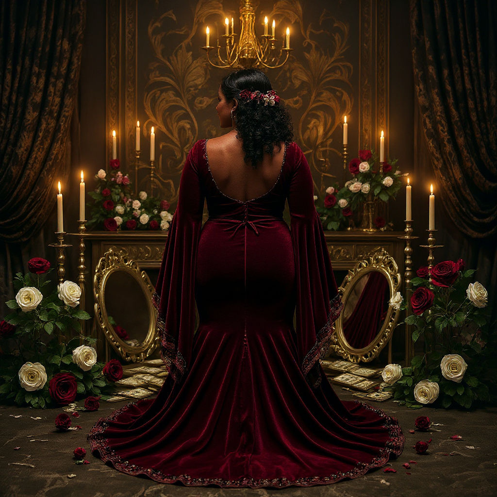 Regal Woman in Candlelight, Contemporary Portrait