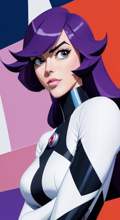 Symmetrical Shoujo Goddess in Futuristic Office