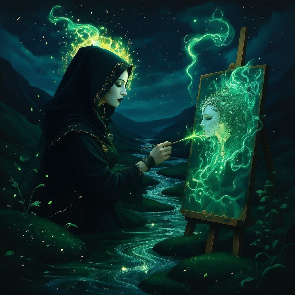 Fae Queen Painting Moons into River Boyne