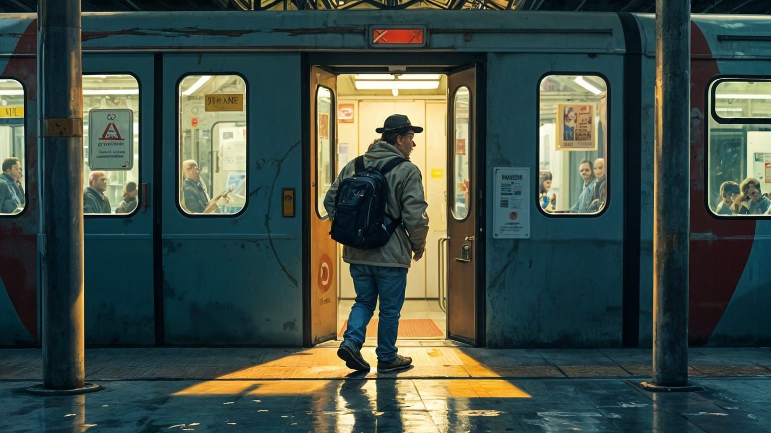 Tram Station Mishap: A Caricature Illustration