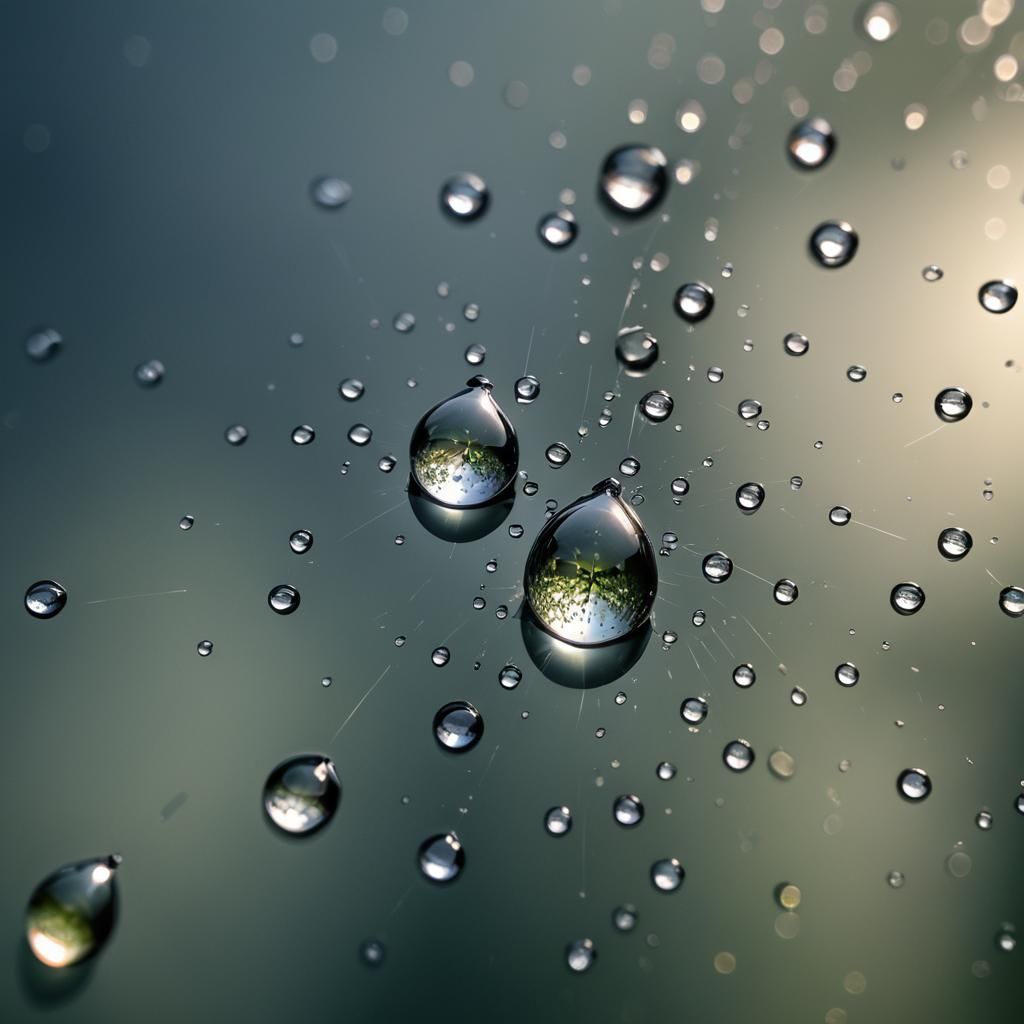 Shining Dewdrop Reflects Sunlight in Hyperrealistic Detail