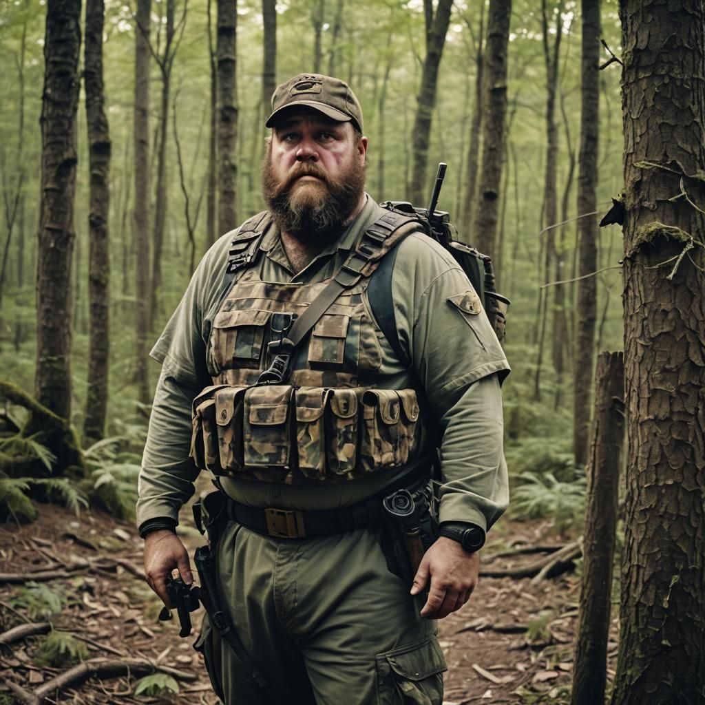 Survivalist in Appalachian Forest: Cinematic Post-Nuclear Sc...