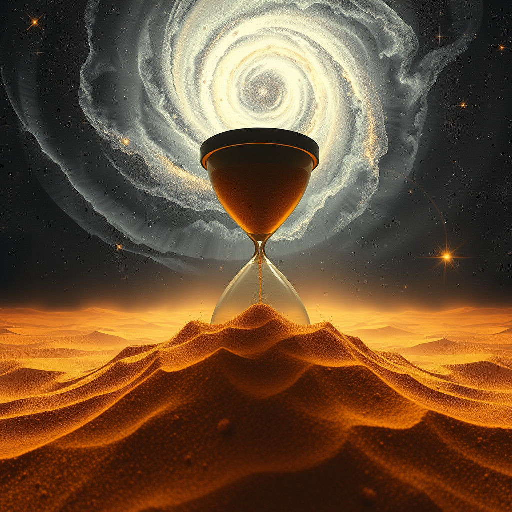 Galaxies Dissolving into Sand Timer: Digital Matte Painting