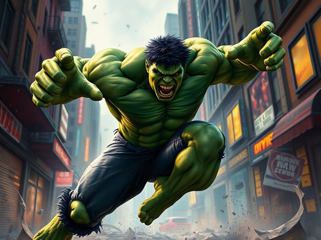 Angry Hulk in Ultra Realistic Watercolor