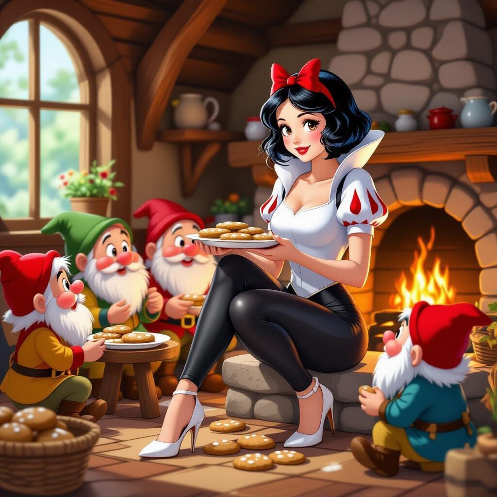 Snow White Serves Cookies in Vibrant Anime Style