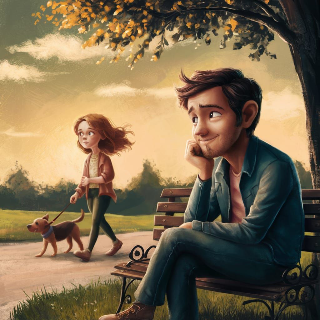 Nostalgic Illustration of Unrequited Love in Golden Light
