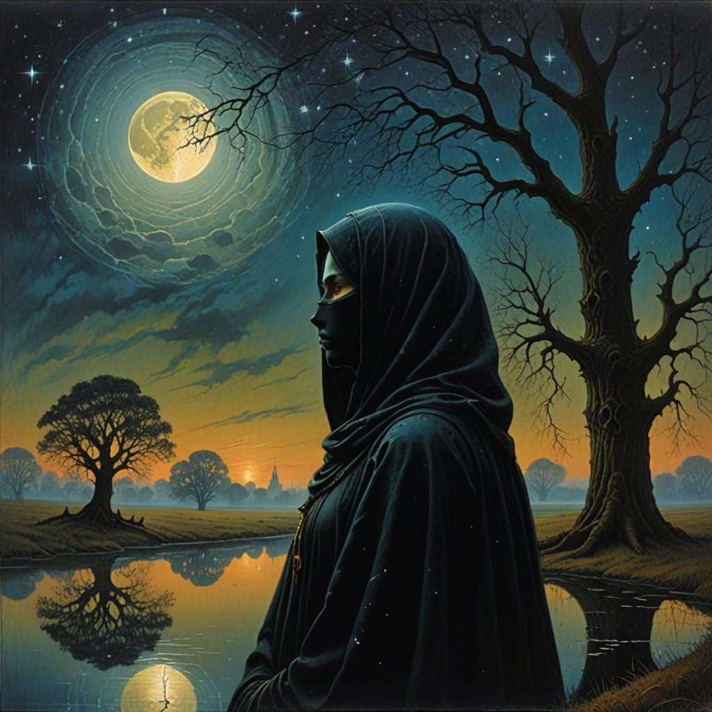 Gothic Romanticism Woman by Oak Tree