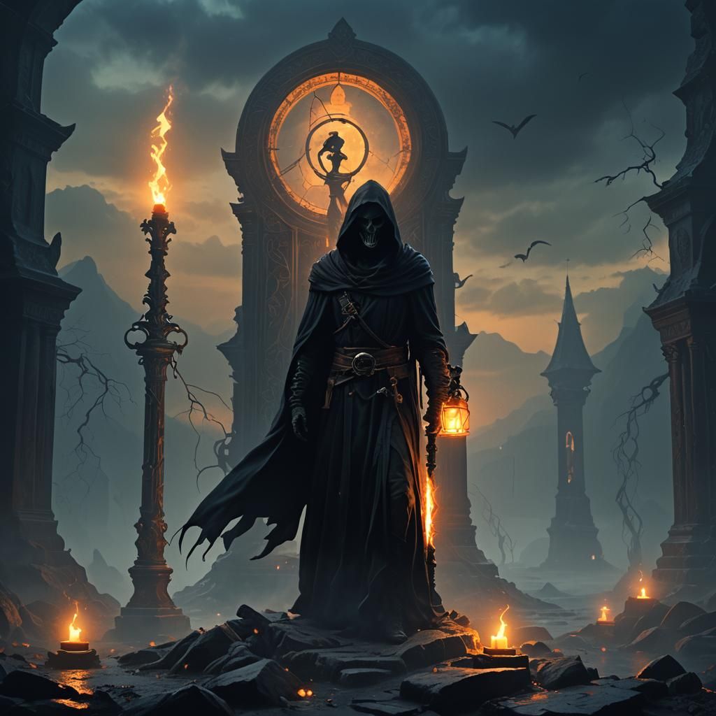 Mystical Grim Reaper in Dark Fantasy Realm
