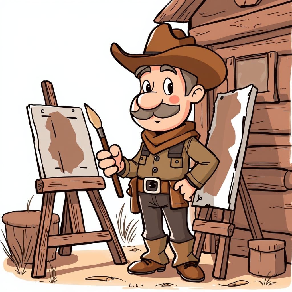 Cartoon Sheriff Painting in the Old West