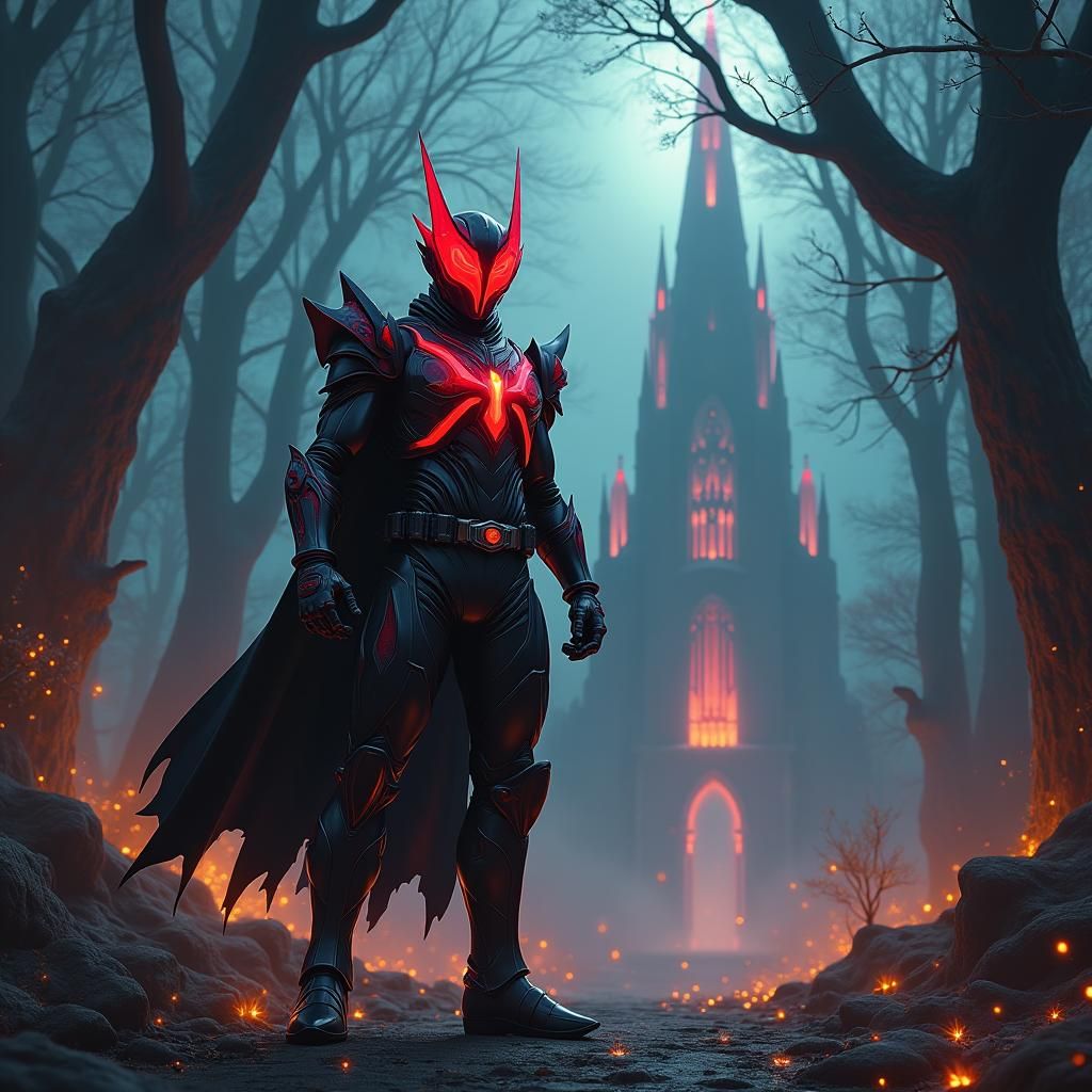 Kamen Rider in Mystical Gothic Environment