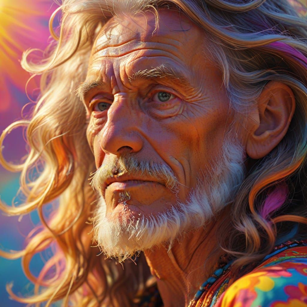 Elderly Hippie's Psychedelic Woodstock Nostalgia