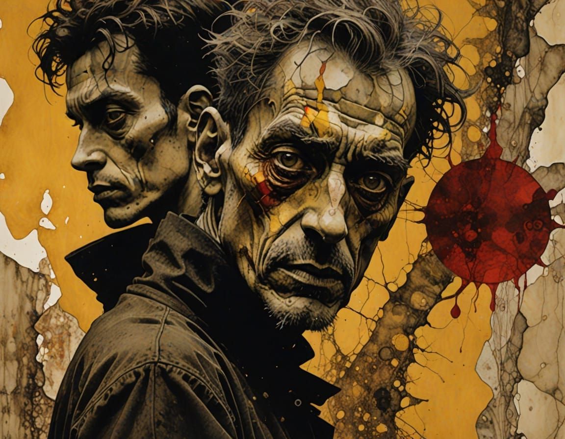 Dramatic Confrontation in Dark Chiaroscuro