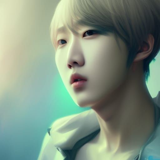 BTS K-Pop Singing Portrait in Hyperdetailed Style