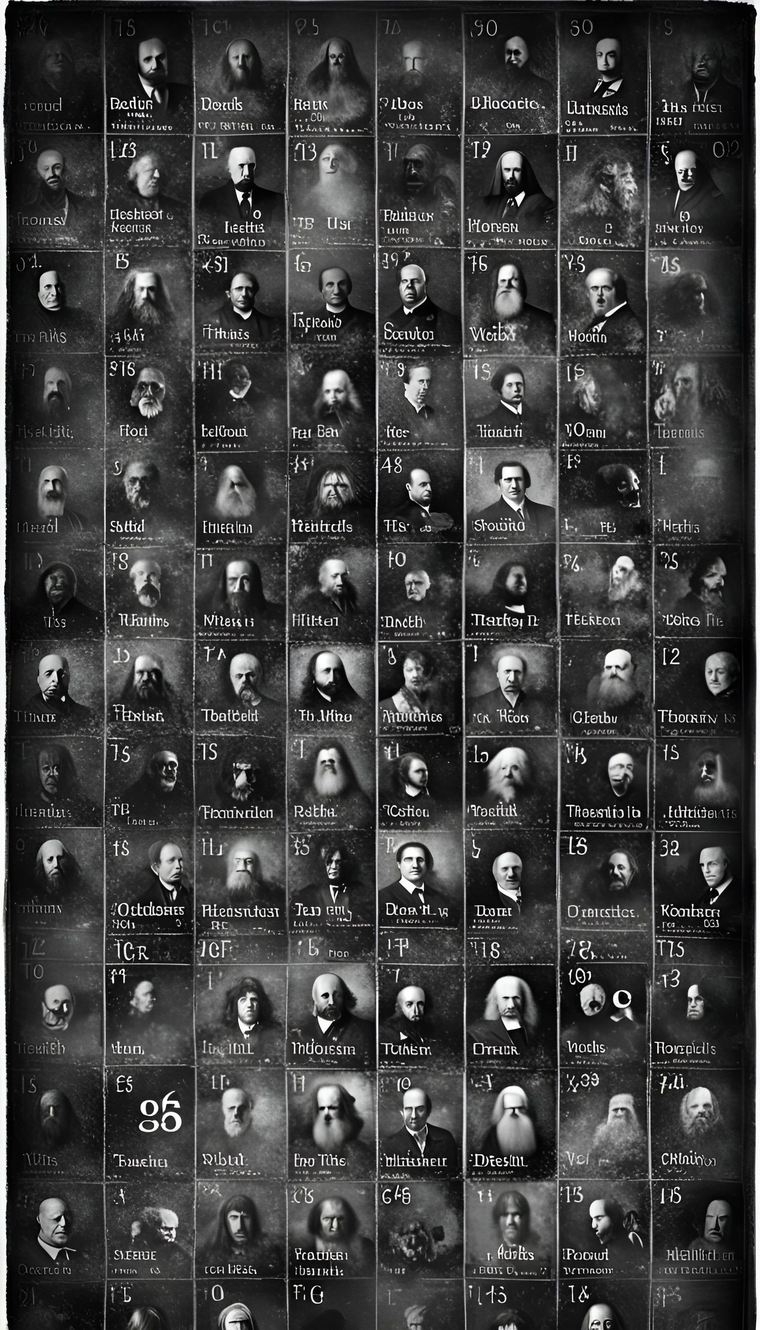 Mendeleev's Periodic Table in Retro Horror Art