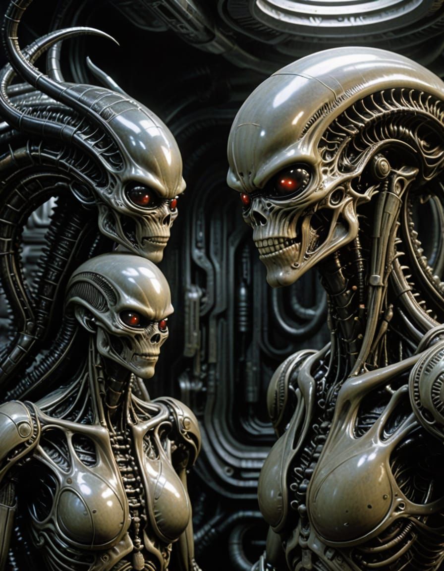 Surreal Biomechanical Androids in Giger Style